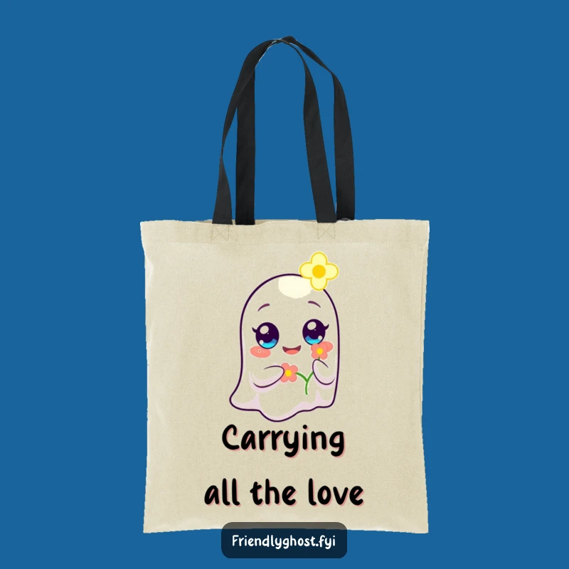 Funny Ghost Flower Bearer Tote Bag: Carry Kindness, Whimsical Bag for Everyday