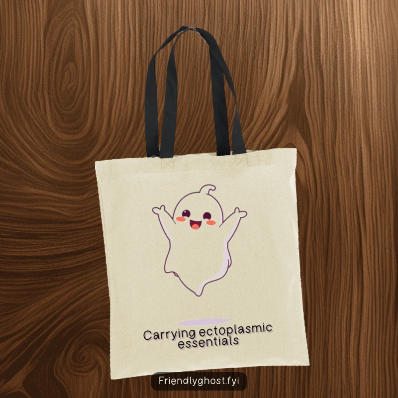 Funny ghost character executing a joyful somersault, a versatile tote bag perfect for carrying items with a spectral sense of humor.