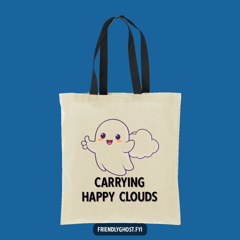 Funny Happy Ghost Tote Bag - Carry Your Positivity Gift