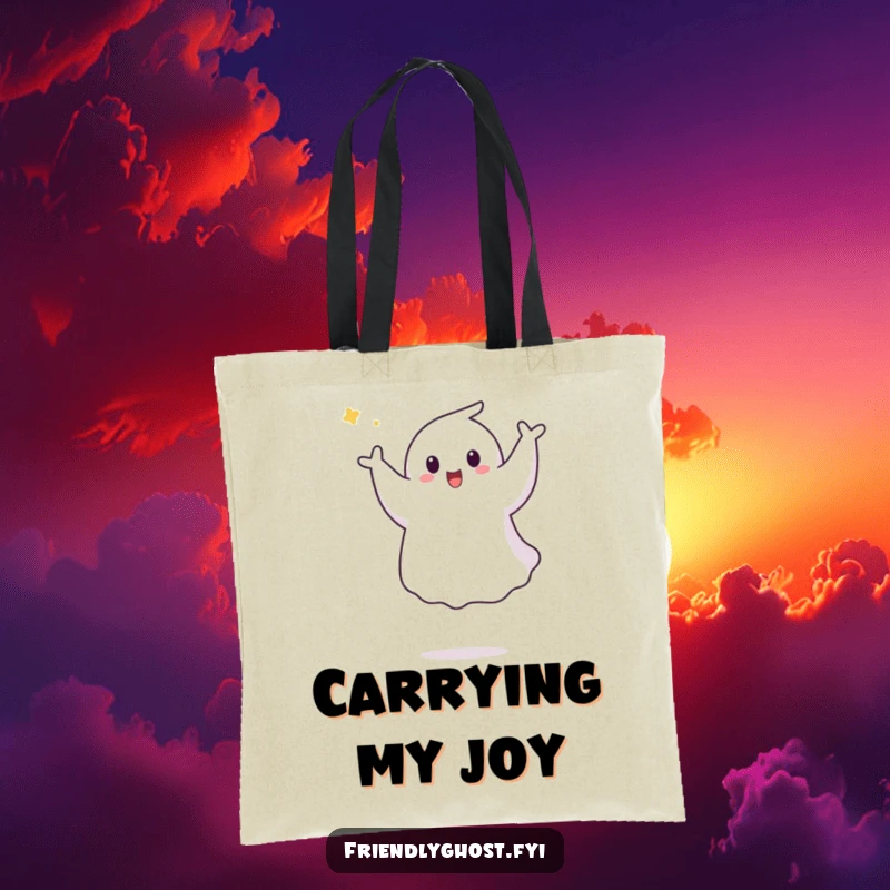 Funny Ghost Pirouette Tote Bag: A cheerful ghost joyfully performs an aerial pirouette, making everyday tasks feel like a graceful dance.