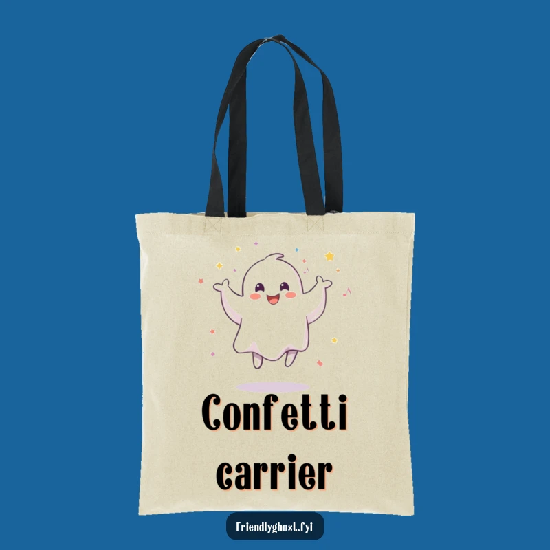 Funny Smiling Ghost Confetti Tote Bag: Carry Your Spectral Party Anywhere