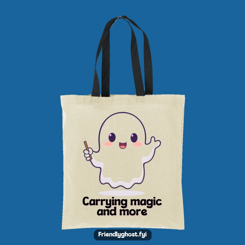 Funny Ghost Waving Wand Tote Bag - Magical & Practical Gift