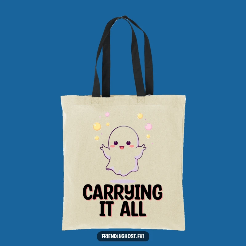 Funny Juggling Ghost Tote Bag: Carry Your Glow and Go-Getter Spirit