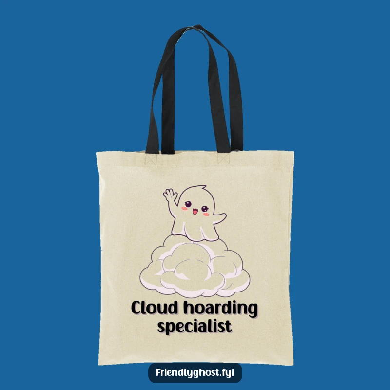 Funny Waving Ghost Cloud Tote Bag: Carry Your Greetings in Style