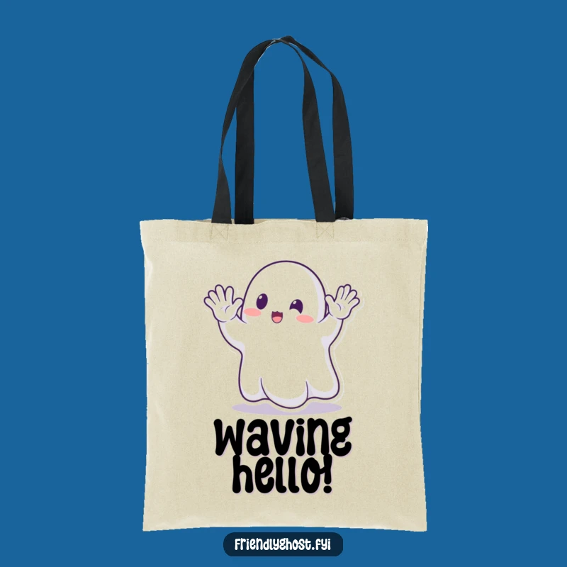 Funny Ghost Waving Tote Bag: Spectral Greetings for Humorous Everyday Carry